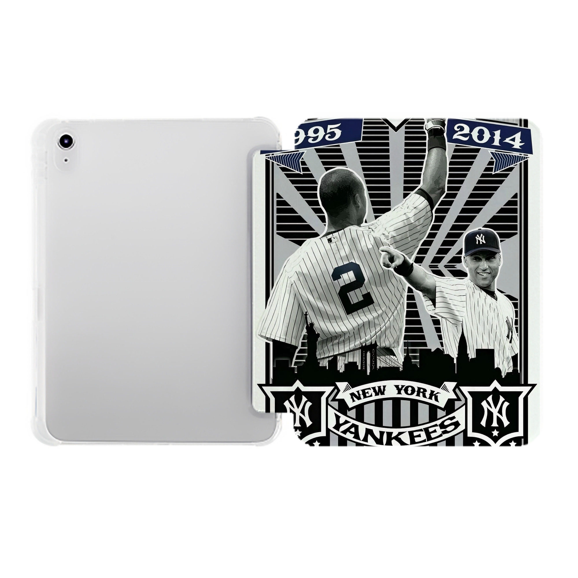 Derek Jeter 34 Premium Tri-Fold PU Leather & Silicone IPad Case With Pencil Slot – Fits 9.5,10.5,10.9 – Adjustable Stand, Slim, Protective